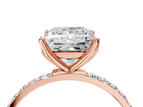 Rose gold Princess Solitaire Pavé Diamond Engagement Ring with Four-Prong Setting_63
