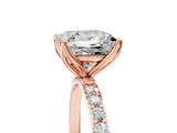 Rose gold Princess Solitaire Pavé Diamond Engagement Ring with Four-Prong Setting_64