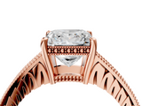 Rose gold Princess Solitaire Pavé Diamond Milgrain Engagement Ring with Four-Prong Setting_10