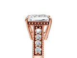 Rose gold Princess Solitaire Pavé Diamond Milgrain Engagement Ring with Four-Prong Setting_11