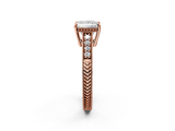 Rose gold Princess Solitaire Pavé Diamond Milgrain Engagement Ring with Four-Prong Setting_8