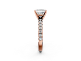 Rose gold Princess Solitaire Pave Diamond Engagement Ring with Four-Prong Setting_252