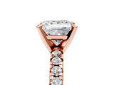 Rose gold Princess Solitaire Pave Diamond Engagement Ring with Four-Prong Setting_255