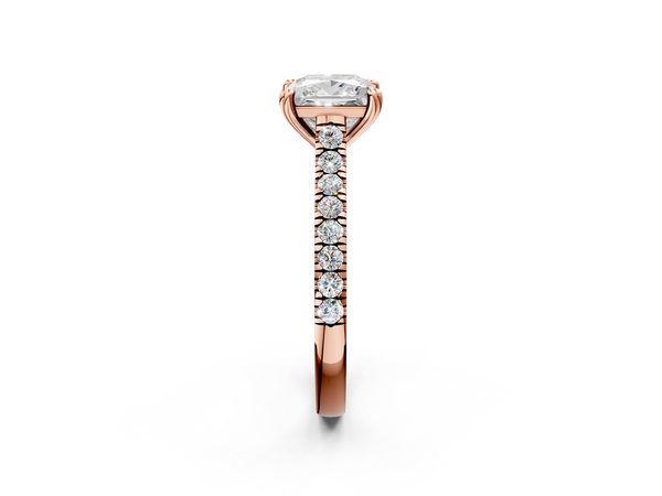 Rose gold Princess Solitaire Pave Diamond Engagement Ring with Prong Setting