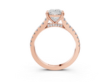 Rose gold Princess Solitaire Pave Diamond Engagement Ring with Prong Setting_36