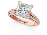 Rose gold Princess Solitaire Pave Split Shank Engagement Ring with Six-Prong Setting_95