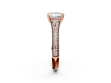 Rose gold Princess Solitaire Pave Split Shank Engagement Ring with Six-Prong Setting_96