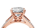 Rose gold Princess Solitaire Pave Split Shank Engagement Ring with Six-Prong Setting_98
