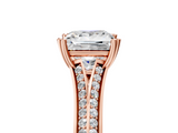 Rose gold Princess Solitaire Pave Split Shank Engagement Ring with Six-Prong Setting_99