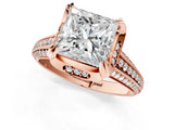 Rose gold Princess Solitaire Pave Split Shank Ring with Four-Prong Setting_82