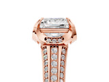 Rose gold Princess Solitaire Pave Split Shank Ring with Four-Prong Setting_86