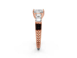 Rose gold Princess Solitaire Princess Side Stone Engraved Band Prong Setting Ring_5
