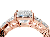 Rose gold Princess Solitaire Princess Side Stone Engraved Band Prong Setting Ring_7