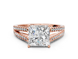 Rose gold Princess Solitaire Split Shank Pavé Diamond Engagement Ring_305