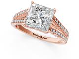 Rose gold Princess Solitaire Split Shank Pavé Diamond Engagement Ring_306