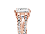 Rose gold Princess Solitaire Split Shank Pavé Diamond Engagement Ring_310