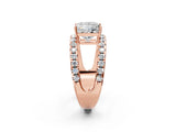Rose gold Princess Solitaire Split Shank Pave Diamond Ring_50