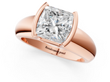Rose gold Princess Solitaire Tension Set Diamond Ring with Wide Band_16