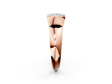 Rose gold Princess Solitaire Tension Set Diamond Ring with Wide Band_17