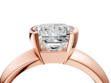 Rose gold Princess Solitaire Tension Set Diamond Ring with Wide Band_19