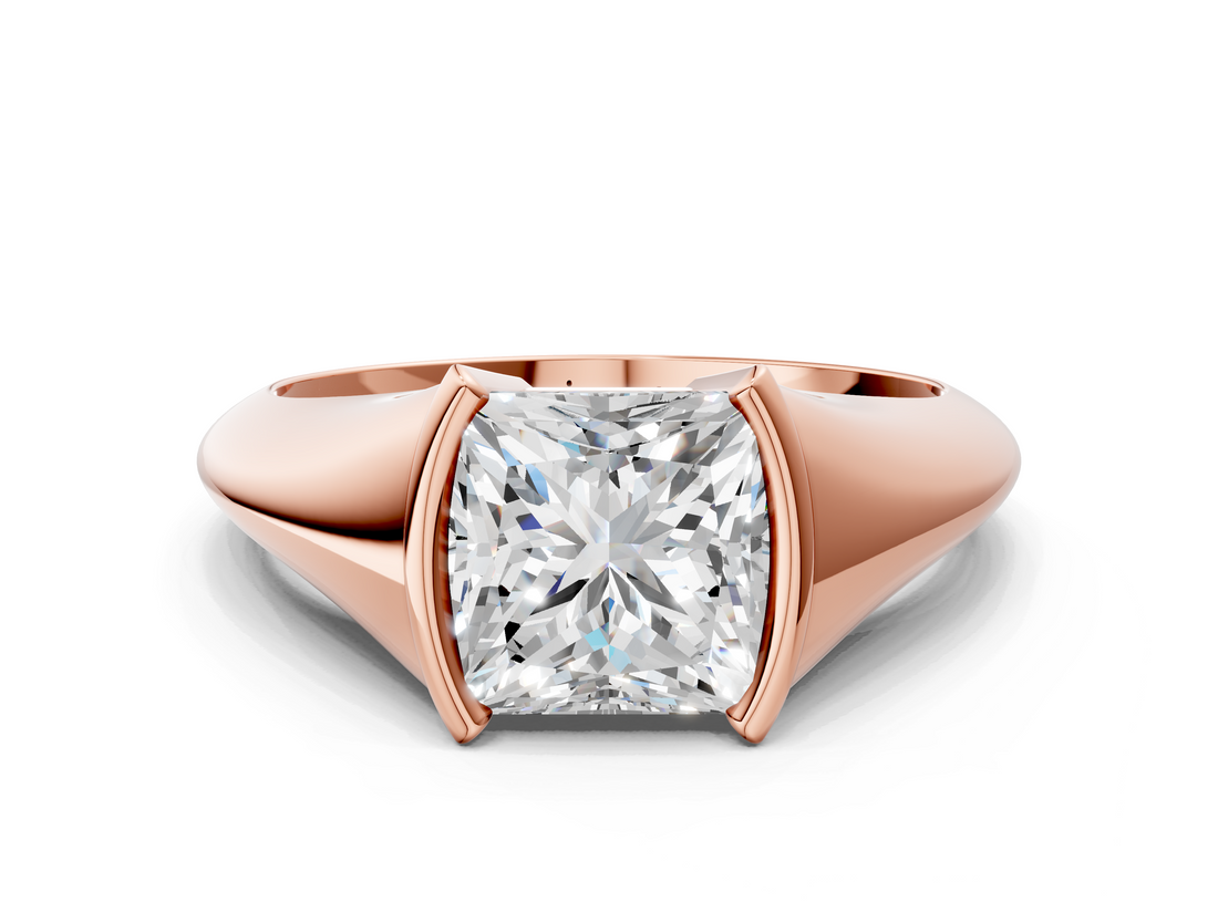 Rose gold Princess Solitaire Tension Set Diamond Ring_20