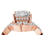 Rose gold Princess Solitaire Twist Band Pavé Diamond Engagement Ring_77