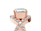 Rose gold Princess Solitaire Twist Band Pavé Diamond Engagement Ring_78