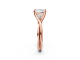 Rose gold Princess Solitaire Twist Band Prong Setting Ring_21