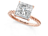 Rose gold Princess Solitaire Twist Band Ring with Four-Prong Setting_69