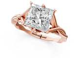 Rose gold Princess Solitaire Twist Band Six-Prong Setting 1