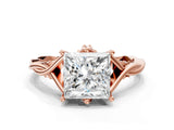 Rose gold Princess Solitaire Twist Band Six-Prong Setting