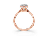 Rose gold Princess Solitaire Twist Band with Leaf Prong Setting 4