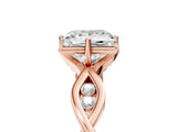 Rose gold Princess Solitaire Twist Band with Leaf Prong Setting