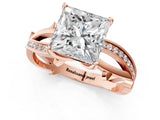 Rose gold Princess Solitaire Twist Band with Pavé Accents and Four-Prong Setting_20