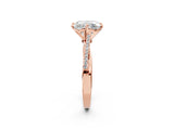 Rose gold Princess Solitaire Twist Band with Pavé Diamonds and Four-Prong Setting_65