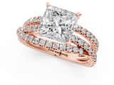 Rose gold Princess Solitaire Twist Band with Pavé Setting and Four-Prong Setting_114
