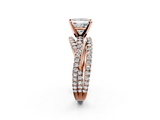 Rose gold Princess Solitaire Twist Band with Pavé Setting and Four-Prong Setting_115