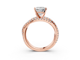 Rose gold Princess Solitaire Twist Band with Pavé Setting and Four-Prong Setting_116