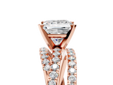 Rose gold Princess Solitaire Twist Band with Pavé Setting and Four-Prong Setting_118