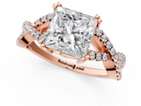 Rose gold Princess Solitaire Twist Band with Pavé Setting and Four-Prong Setting_33