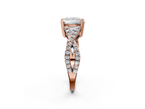 Rose gold Princess Solitaire Twist Band with Pavé Setting and Four-Prong Setting_34