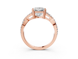 Rose gold Princess Solitaire Twist Band with Pavé Setting and Four-Prong Setting_35