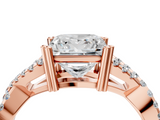 Rose gold Princess Solitaire Twist Band with Pavé Setting and Four-Prong Setting_36