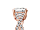 Rose gold Princess Solitaire Twist Band with Pavé Setting and Four-Prong Setting_37