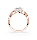 10K Rose Gold 1.01 Carat E VVS2 Princess Solitaire Twist Band with Pavé Setting and Four-Prong Setting