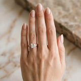 Rose gold Princess Solitaire Twist Band with Pave Prong Setting_12