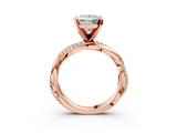 Rose gold Princess Solitaire Twist Band with Pave Prong Setting_57