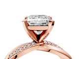 Rose gold Princess Solitaire Twist Band with Pave Prong Setting_58