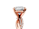 Rose gold Princess Solitaire Twist Band with Pave Prong Setting_59