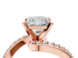 Rose gold Princess Solitaire Twist Band with Pave Set Diamonds and Four-Prong Setting_120